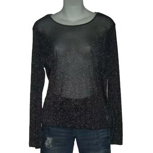 Victorias Secret Blouse Black Sheer Cyberpunk Futuristic Mesh Goth alt egirl y2k